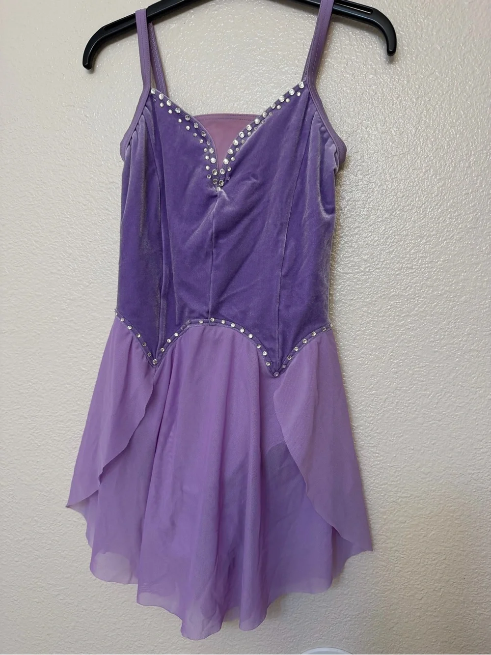 WEISSMAN solo Dance Costume lavender velvet rhinestone custom 17684 SA